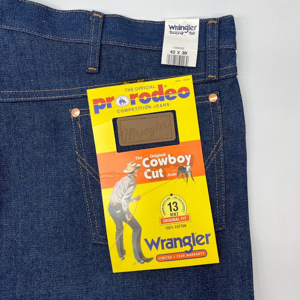 Wrangler Cowboy Cut 13MWZ Jeans 42x30 Indigo Blue Denim Original Fit NWT Western - Picture 3 of 4